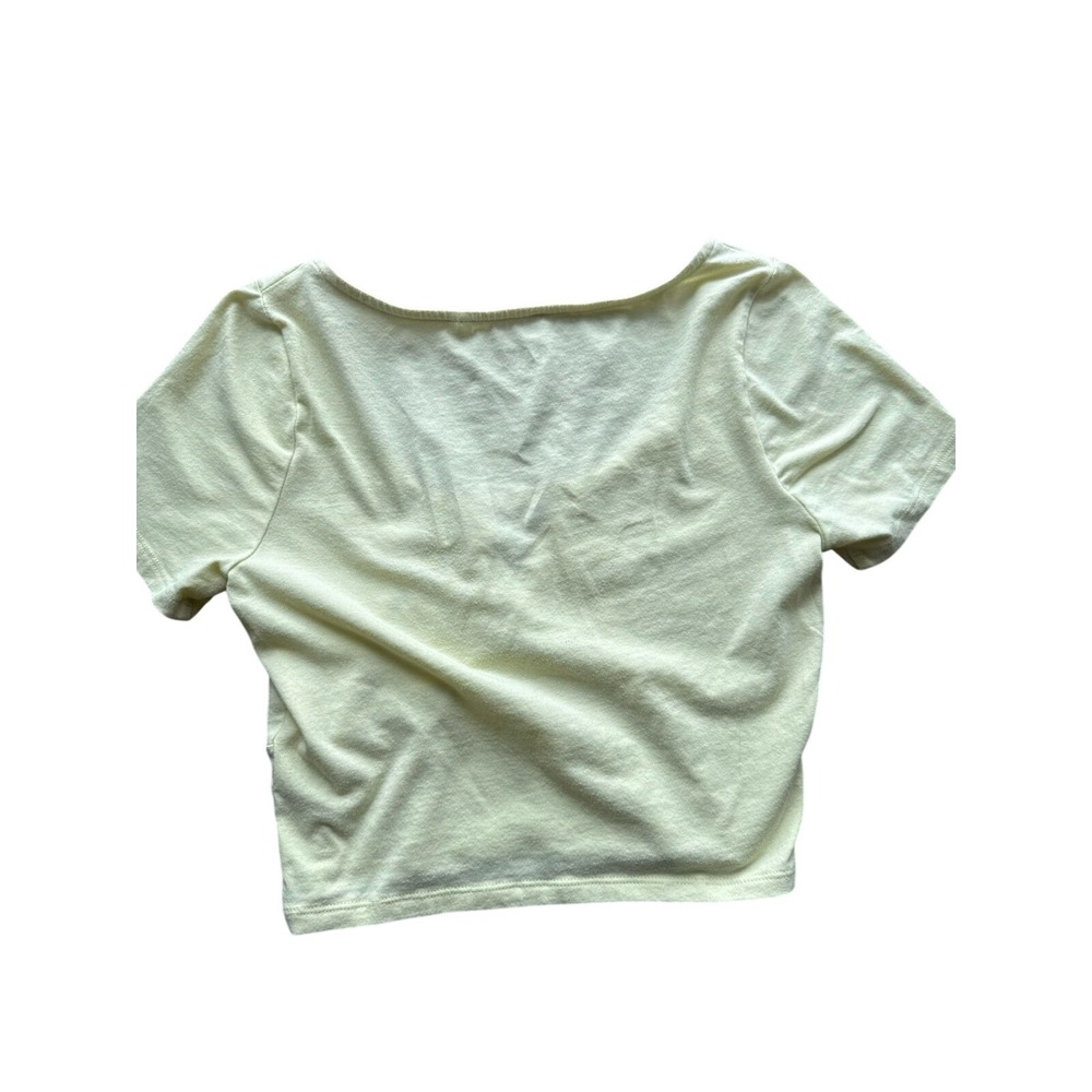 PacSun Yellow Baby Tee Keyhole‎ Crop Top Women's Small Y2K Coquette Fitted - Picture 5 of 5